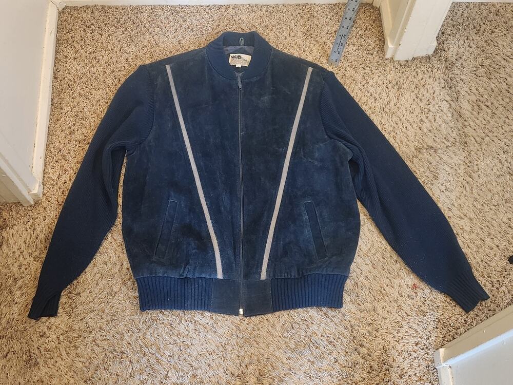 Vintage 80s Suede Track Style Jacket Size XL YKK Zipper